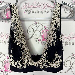 Black bow bra bralette cream lace Lacie floral strap tank style bra stretchy